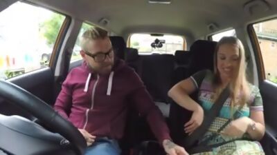 British teen fingered in car before missionary sex in POV