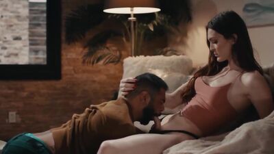 Busty trans stepdaughter Tori Easton barebacks her stepdad