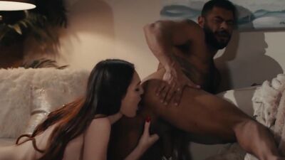 Busty trans stepdaughter Tori Easton barebacks her stepdad