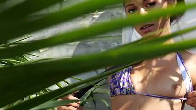 Tiny titted exotic petite asian teen Hannah Le cooling down her hot body