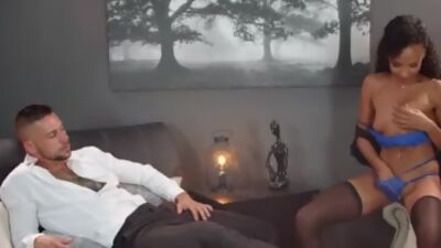 Ebony girlfriend drilled in erotic duo while in stockings