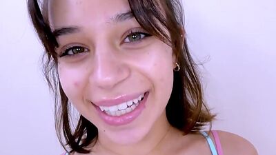 Petite 18 Cutie practices sucking cock of agent