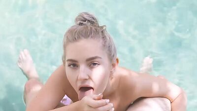 BUSTY GIRL GETS FUCKED IN THE POOL