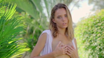 Amazing blonde enjoys the sun and shows hot body and beautiful shaved pussy