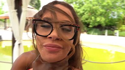 Sexy MILF with glasses and big tits DOUBLE ANAL by BBC's!