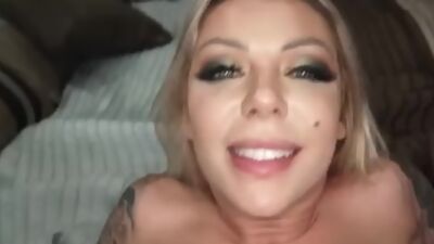Busty inked stepdaughter sucks POV before sex in missionary