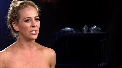 Bound bdsm sub toying before whipped by her maledom