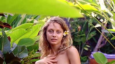 Nude tiny titted ukrainian blondie Clarice Elvira swimming in the pool