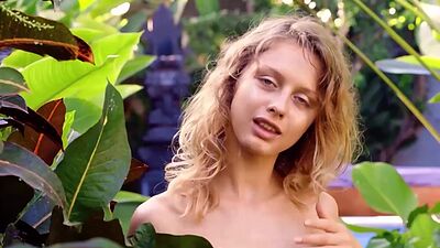 Nude tiny titted ukrainian blondie Clarice Elvira swimming in the pool