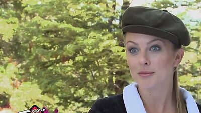 Big boobed naked Danielle Mathers and GFs posing at a golf field outdoor