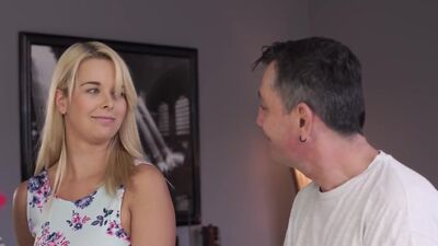 Chesty teen cheats on sleeping BF with his handsome daddy