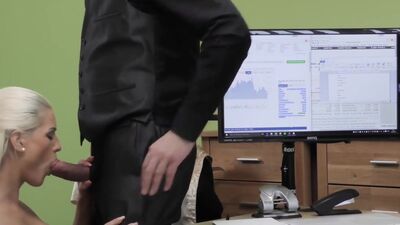 Agent promisses a lot of money to hottie is she pleases him