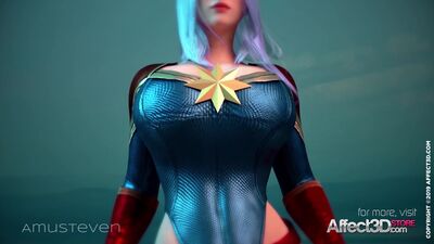 Superhero 3d animation with a big tits beauty