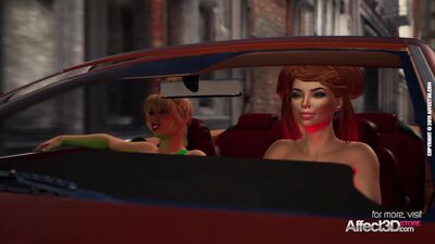 Blonde cop catches a lesbian futa couple in a hd animation