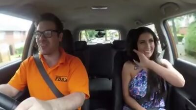 Busty tattoo babe blows and rides tutor until mouth spermed