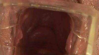 Speculum babe peeing after toying wet pussy in couple