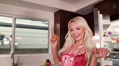 Petite blonde teen cook with hot big butt Elsa Jean amazing masturbation