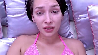 Cute 18 years old Babe riding big cock in studio