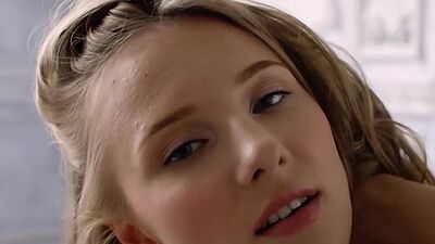 Petite blonde Russian Nimfa introducing her flexible body and her tiny tits