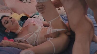 Pervert stepbro toys and bareback fucks his Tgirl stepsister