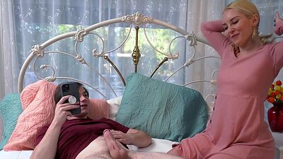 Stepson shows his favorite porn to his blonde MILF stepmother Aaliyah Love
