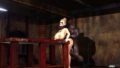 Blonde anal whore can't get enough black cock up her big booty hole