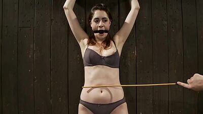 Bound in device on knees over sybian