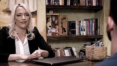 Petite blonde teen photographer Kenna James sucking cock and fucked hard