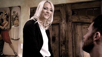 Petite blonde teen photographer Kenna James sucking cock and fucked hard