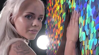 Petite blonde teen Elsa Jean posed naked and revealed her perfect butt