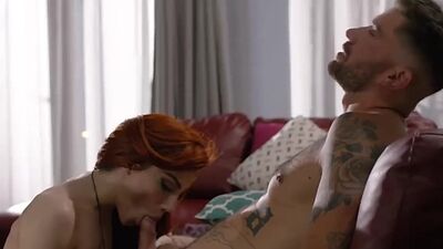 Slut TS let new guy bareback her ass while husband is out