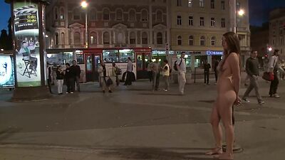 Busty bound Czech fucked in public