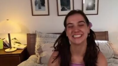 POV stepteen blowing dick while nailed in hairy pussy