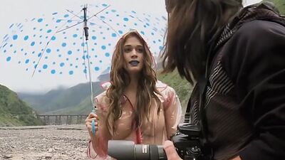 Big titted nude babe Danielle Mathers and GFs posing in parched river bed