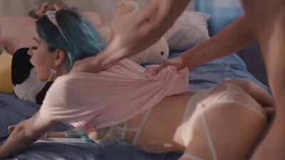 Trans Korra Del Rio toyed and bareback fucked by stepbro