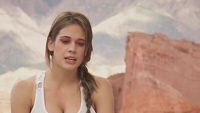 Half naked busty Lauren Elise and her GFs posing in traditional costumes