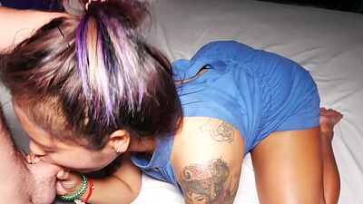 Asian BBW MILF amateur Mimi gives a customers big cock an amazing blowjob