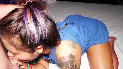 Asian BBW MILF amateur Mimi gives a customers big cock an amazing blowjob