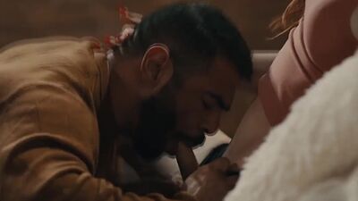 Busty shemale licks and bareback fuck her fat stepfather