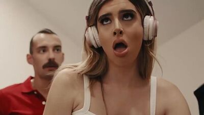 Horny stepdad rips off TS stepteen jeans and barebacks her