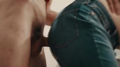 Horny stepdad rips off TS stepteen jeans and barebacks her