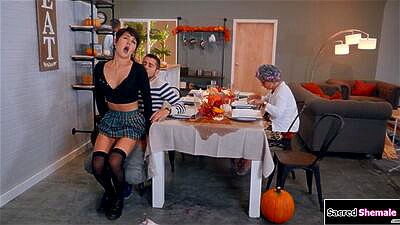 Trans Daisy Taylor gets barebacked at dinner with stepfamily