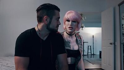 Busty shemale lets sad stepbrother bareback her wet asshole