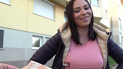 Real euro publicly pulled before sex in erotic couple