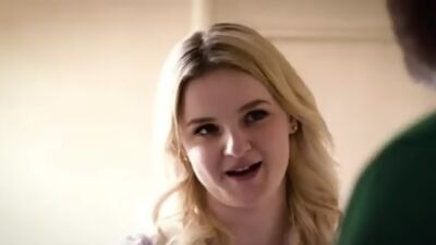 Innocent teen blonde Eliza Eves double pussy fucked by two older guys