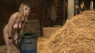 Bound busty blonde tormented with water