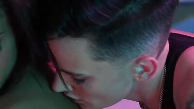 Latin lesbian babe strapon fucked by inked and pierced GF part 3