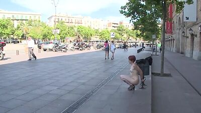 Redhead fucked in various public places