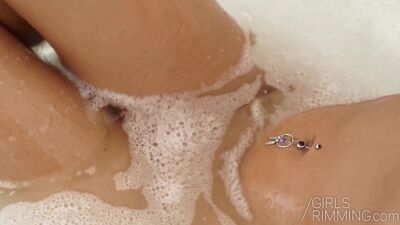 Brunette Amirah Adara gives sensual rimjob and ass fingering