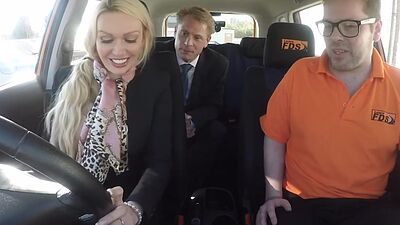 Busty MILF in stockings outdoor and in car fucked by hubby